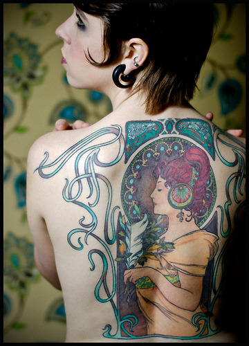 paisley tattoo. This Mucha inspired tattoo is